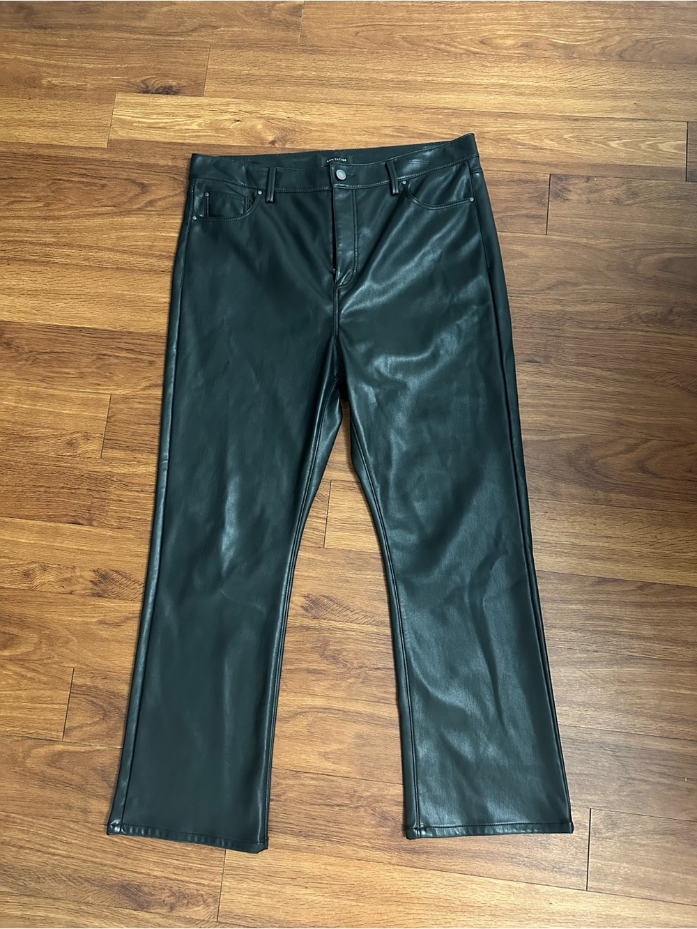 Ann Taylor Black Faux Leather Ankle Pants